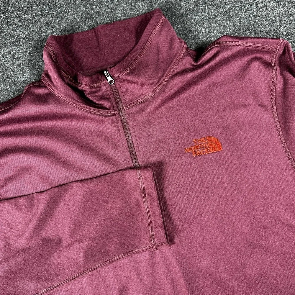 The North Face Mens Maroon Long Sleeve Quarter Zip Pullover Sweatshirt Size XL